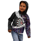 Personalized NZ Darts Kid Hoodie Paua Shell Maori Koru Whakairo - Purple - Aussie Hoodie