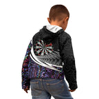 Personalized NZ Darts Kid Hoodie Paua Shell Maori Koru Whakairo - Purple - Aussie Hoodie