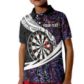 Personalized NZ Darts Kid Polo Shirt Paua Shell Maori Koru Whakairo - Purple - Aussie Hoodie