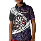 Personalized NZ Darts Kid Polo Shirt Paua Shell Maori Koru Whakairo - Purple - Aussie Hoodie