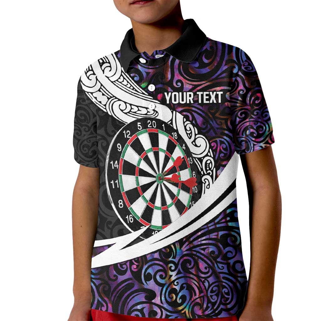 Personalized NZ Darts Kid Polo Shirt Paua Shell Maori Koru Whakairo - Purple - Aussie Hoodie