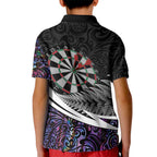 Personalized NZ Darts Kid Polo Shirt Paua Shell Maori Koru Whakairo - Purple - Aussie Hoodie