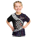 Personalized NZ Darts Kid T Shirt Paua Shell Maori Koru Whakairo - Purple - Aussie Hoodie