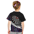 Personalized NZ Darts Kid T Shirt Paua Shell Maori Koru Whakairo - Purple - Aussie Hoodie