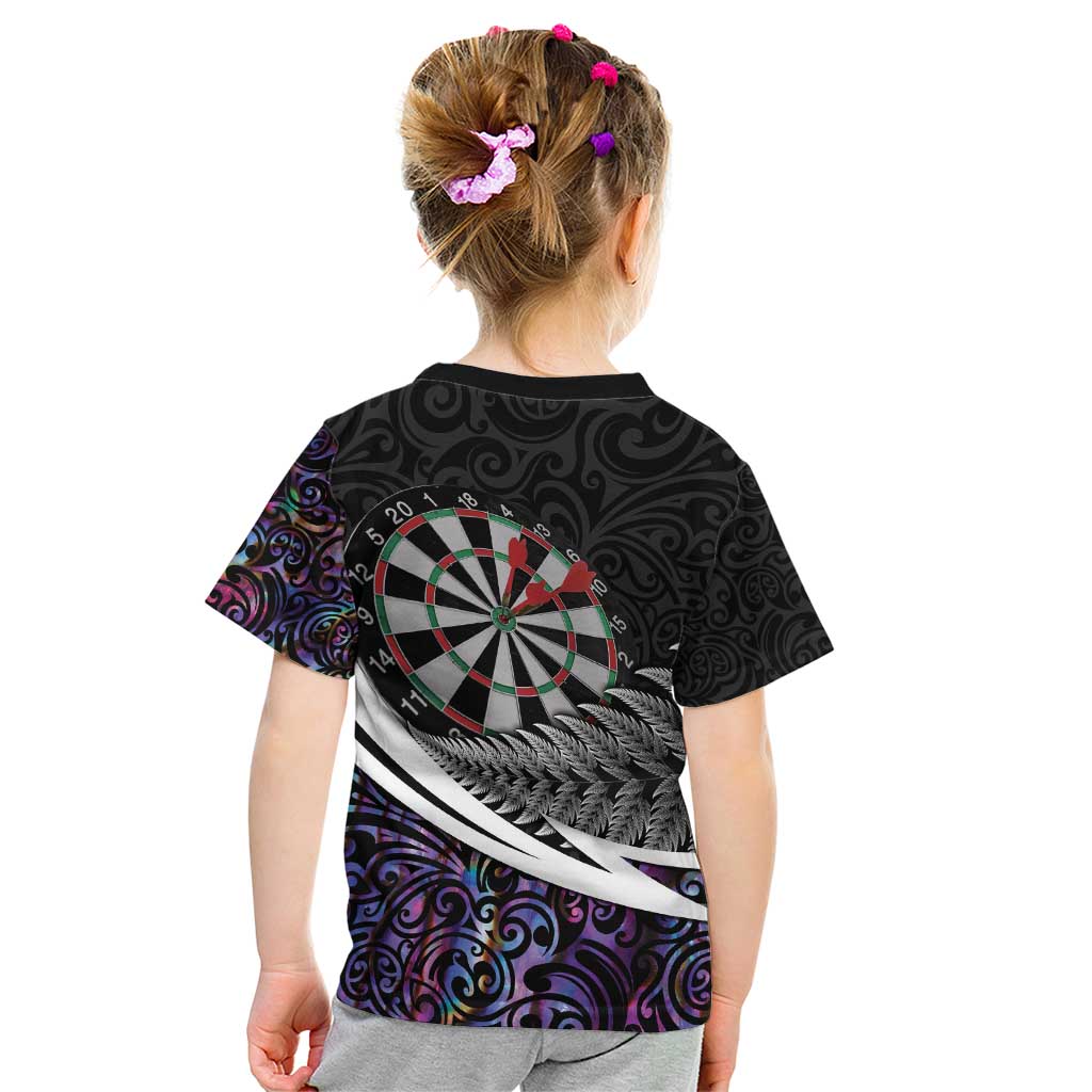 Personalized NZ Darts Kid T Shirt Paua Shell Maori Koru Whakairo - Purple - Aussie Hoodie