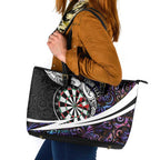 Personalized NZ Darts Leather Tote Bag Paua Shell Maori Koru Whakairo - Purple - Aussie Hoodie