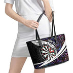 Personalized NZ Darts Leather Tote Bag Paua Shell Maori Koru Whakairo - Purple - Aussie Hoodie
