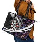 Personalized NZ Darts Leather Tote Bag Paua Shell Maori Koru Whakairo - Purple - Aussie Hoodie