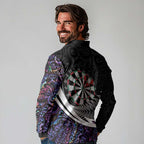 Personalized NZ Darts Long Sleeve Polo Shirt Paua Shell Maori Koru Whakairo - Purple - Aussie Hoodie