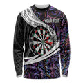 Personalized NZ Darts Long Sleeve Shirt Paua Shell Maori Koru Whakairo - Purple - Aussie Hoodie