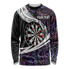 Personalized NZ Darts Long Sleeve Shirt Paua Shell Maori Koru Whakairo - Purple - Aussie Hoodie