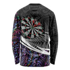 Personalized NZ Darts Long Sleeve Shirt Paua Shell Maori Koru Whakairo - Purple - Aussie Hoodie