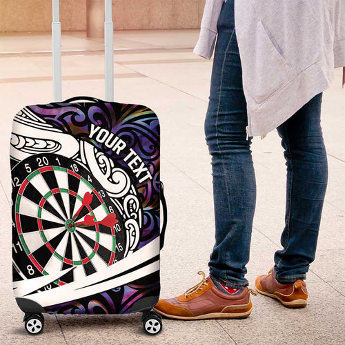 Personalized NZ Darts Luggage Cover Paua Shell Maori Koru Whakairo - Purple - Aussie Hoodie