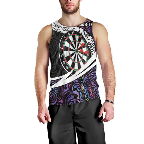 Personalized NZ Darts Men Tank Top Paua Shell Maori Koru Whakairo - Purple - Aussie Hoodie