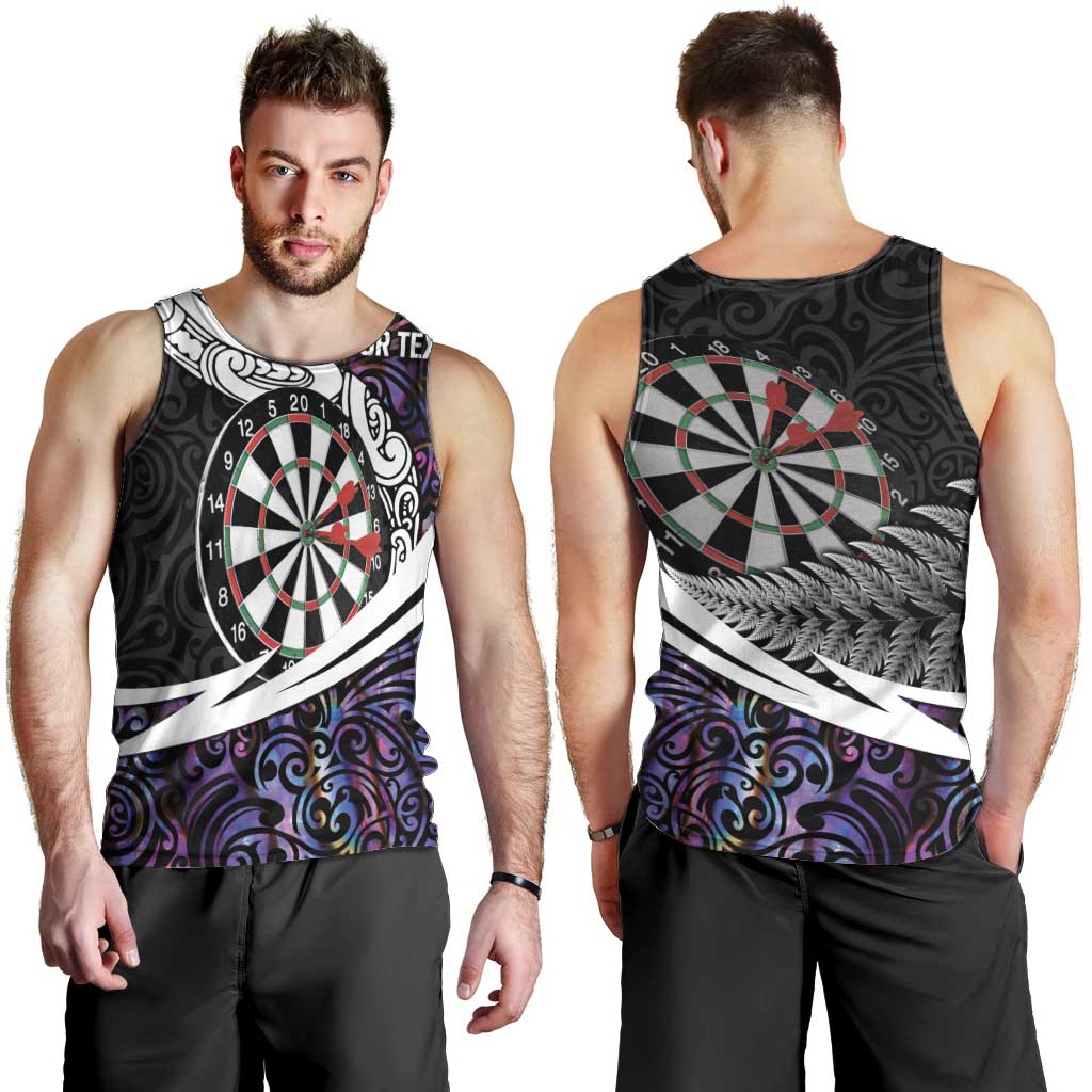 Personalized NZ Darts Men Tank Top Paua Shell Maori Koru Whakairo - Purple - Aussie Hoodie
