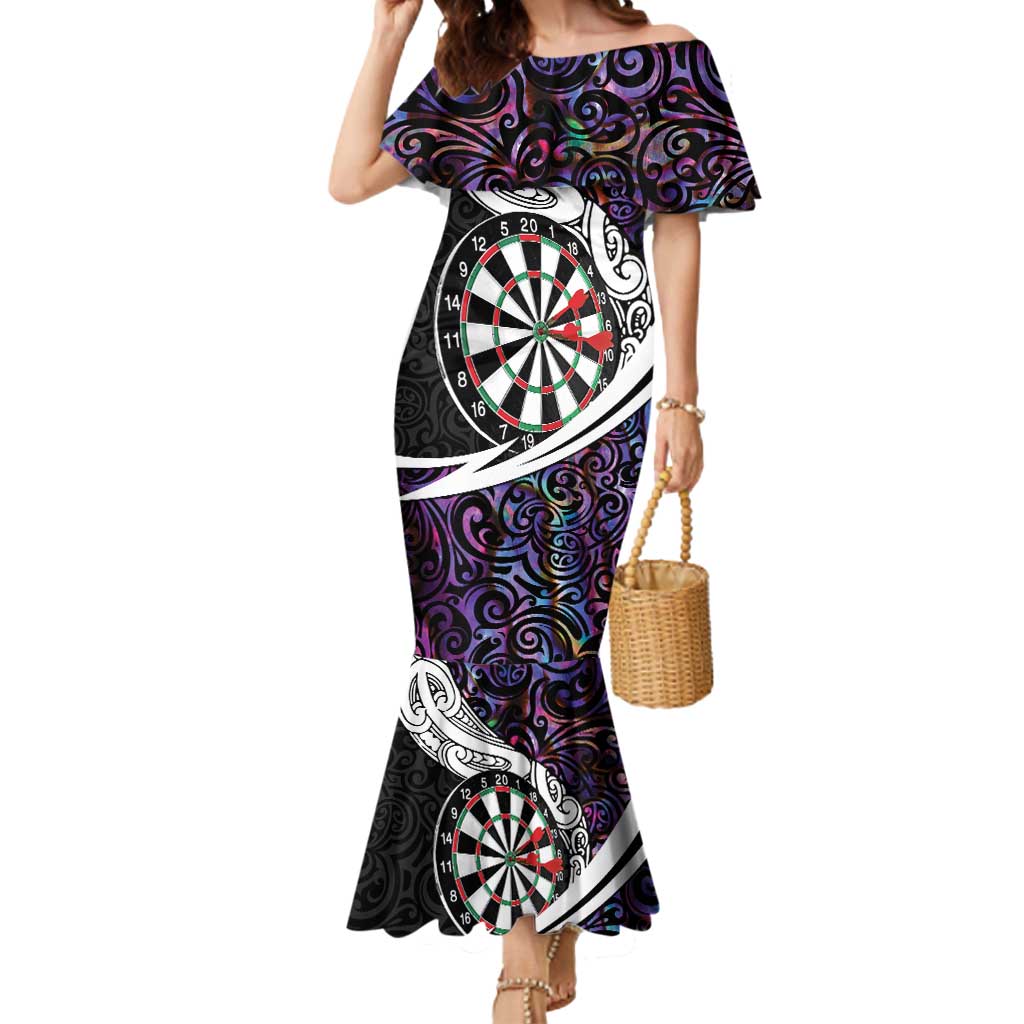 Personalized NZ Darts Mermaid Dress Paua Shell Maori Koru Whakairo - Purple - Aussie Hoodie