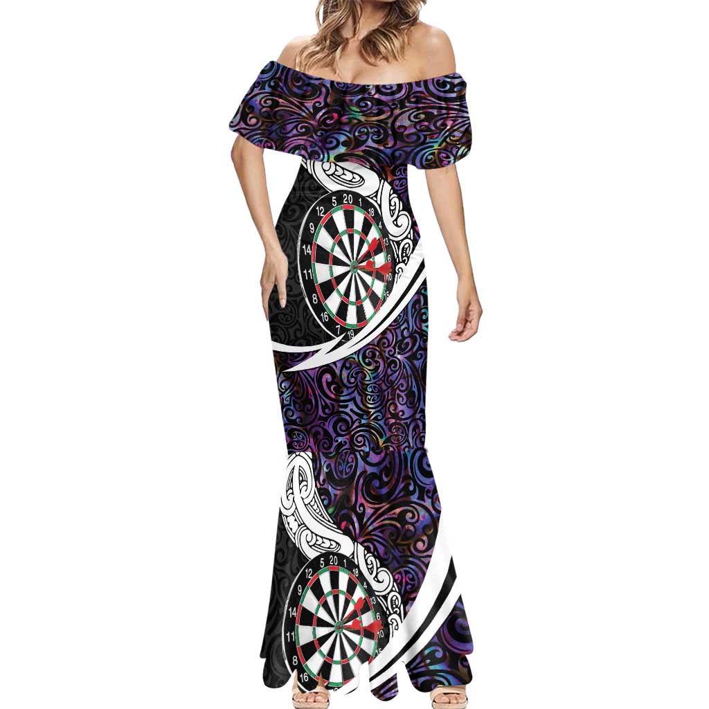 Personalized NZ Darts Mermaid Dress Paua Shell Maori Koru Whakairo - Purple - Aussie Hoodie