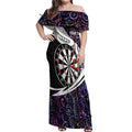 Personalized NZ Darts Off Shoulder Maxi Dress Paua Shell Maori Koru Whakairo - Purple - Aussie Hoodie