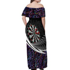 Personalized NZ Darts Off Shoulder Maxi Dress Paua Shell Maori Koru Whakairo - Purple - Aussie Hoodie