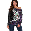 Personalized NZ Darts Off Shoulder Sweater Paua Shell Maori Koru Whakairo - Purple - Aussie Hoodie