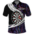 Personalized NZ Darts Polo Shirt Paua Shell Maori Koru Whakairo - Purple - Aussie Hoodie