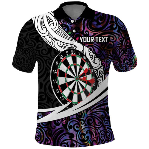 Personalized NZ Darts Polo Shirt Paua Shell Maori Koru Whakairo - Purple - Aussie Hoodie