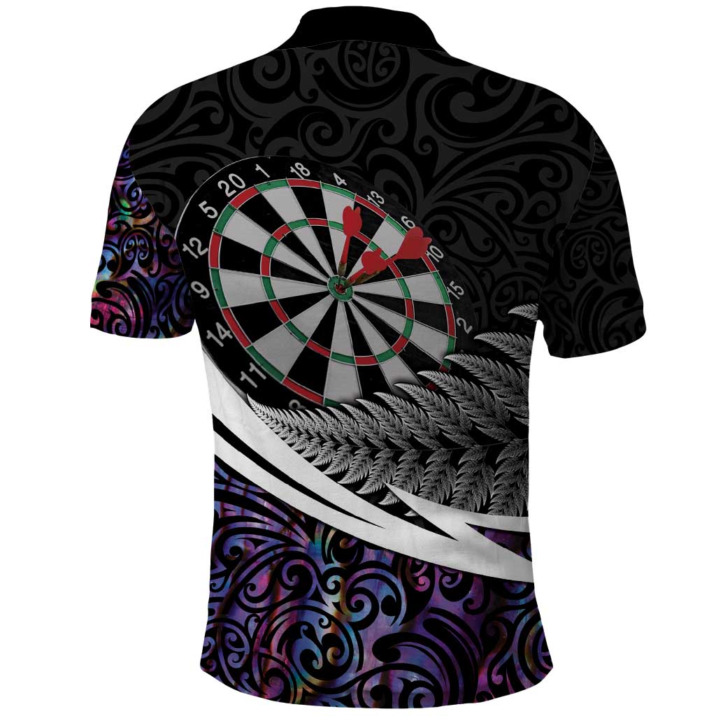 Personalized NZ Darts Polo Shirt Paua Shell Maori Koru Whakairo - Purple - Aussie Hoodie