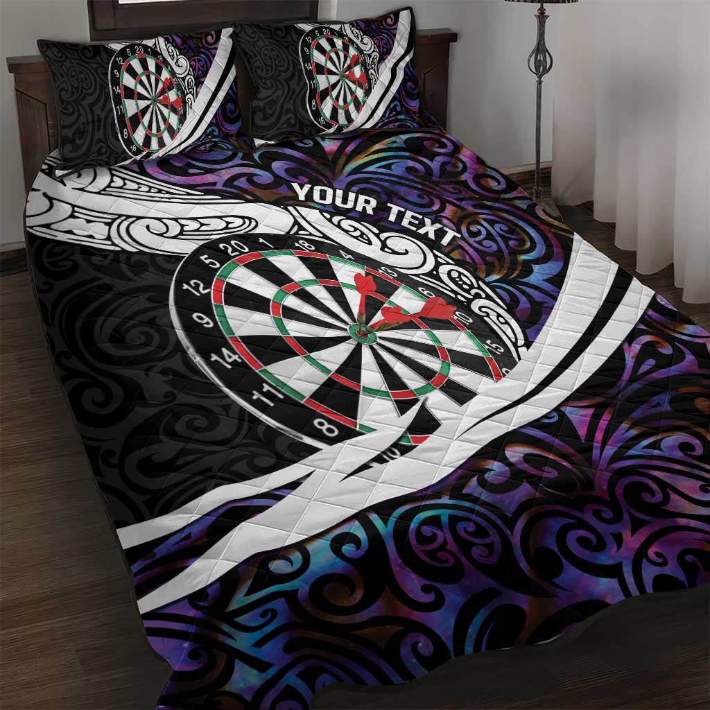 Personalized NZ Darts Quilt Bed Set Paua Shell Maori Koru Whakairo - Purple - Aussie Hoodie