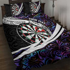 Personalized NZ Darts Quilt Bed Set Paua Shell Maori Koru Whakairo - Purple - Aussie Hoodie