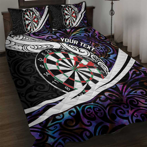 Personalized NZ Darts Quilt Bed Set Paua Shell Maori Koru Whakairo - Purple - Aussie Hoodie