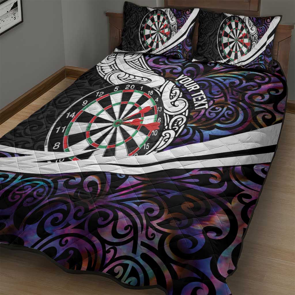 Personalized NZ Darts Quilt Bed Set Paua Shell Maori Koru Whakairo - Purple - Aussie Hoodie