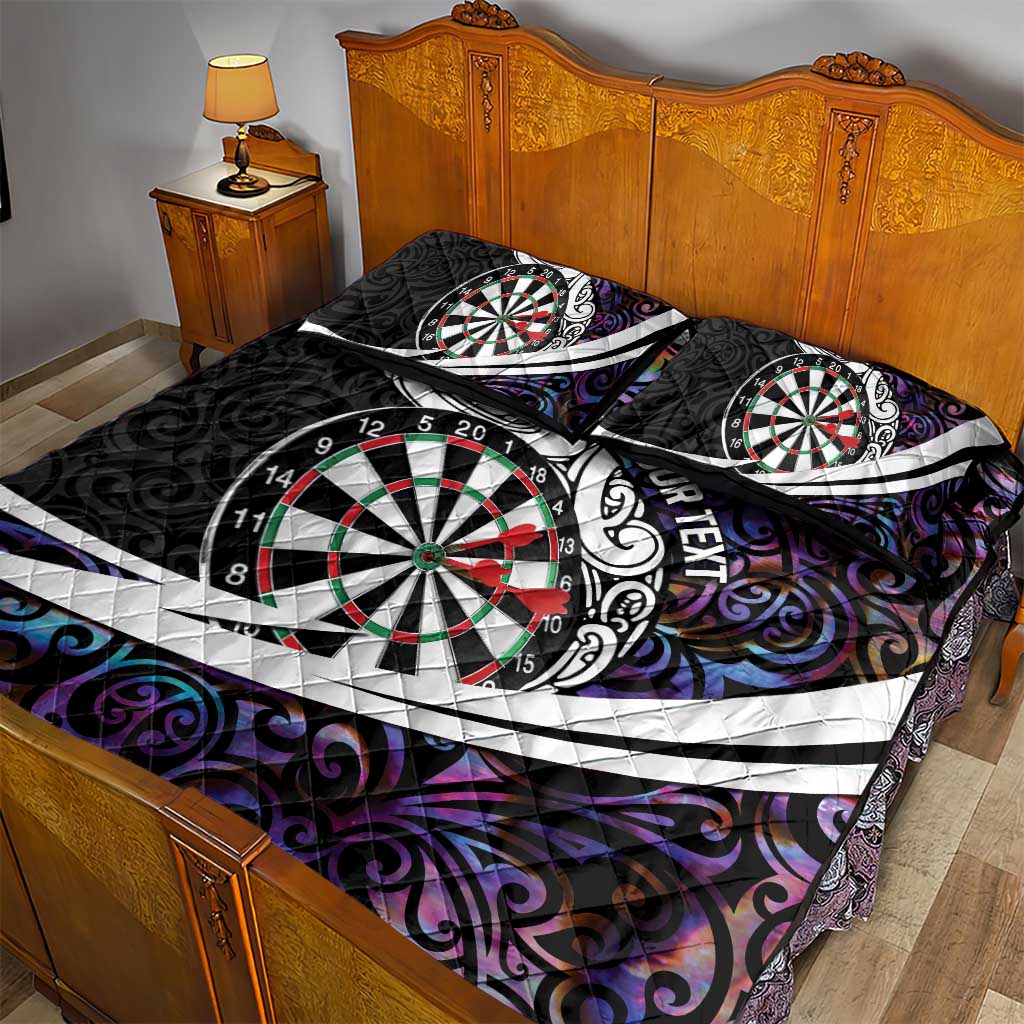 Personalized NZ Darts Quilt Bed Set Paua Shell Maori Koru Whakairo - Purple - Aussie Hoodie