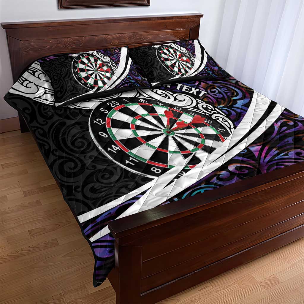 Personalized NZ Darts Quilt Bed Set Paua Shell Maori Koru Whakairo - Purple - Aussie Hoodie