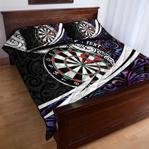 Personalized NZ Darts Quilt Bed Set Paua Shell Maori Koru Whakairo - Purple - Aussie Hoodie