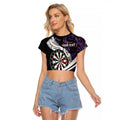 Personalized NZ Darts Raglan Cropped T Shirt Paua Shell Maori Koru Whakairo - Purple - Aussie Hoodie