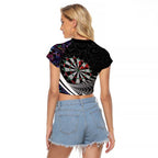 Personalized NZ Darts Raglan Cropped T Shirt Paua Shell Maori Koru Whakairo - Purple - Aussie Hoodie