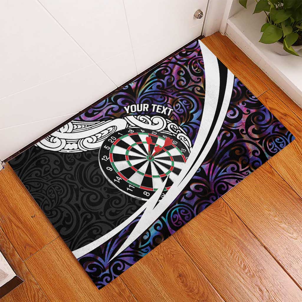 Personalized NZ Darts Rubber Doormat Paua Shell Maori Koru Whakairo - Purple - Aussie Hoodie