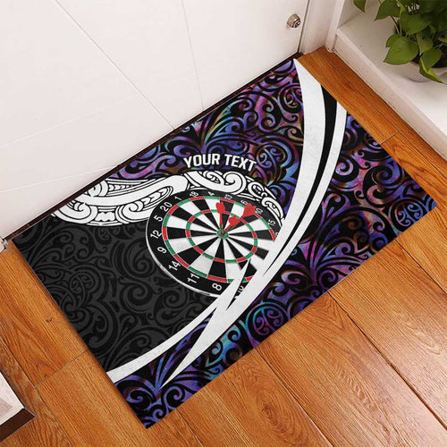 Personalized NZ Darts Rubber Doormat Paua Shell Maori Koru Whakairo - Purple - Aussie Hoodie