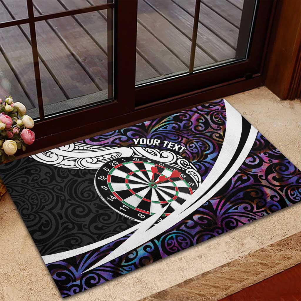 Personalized NZ Darts Rubber Doormat Paua Shell Maori Koru Whakairo - Purple - Aussie Hoodie