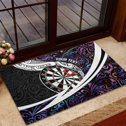 Personalized NZ Darts Rubber Doormat Paua Shell Maori Koru Whakairo - Purple - Aussie Hoodie