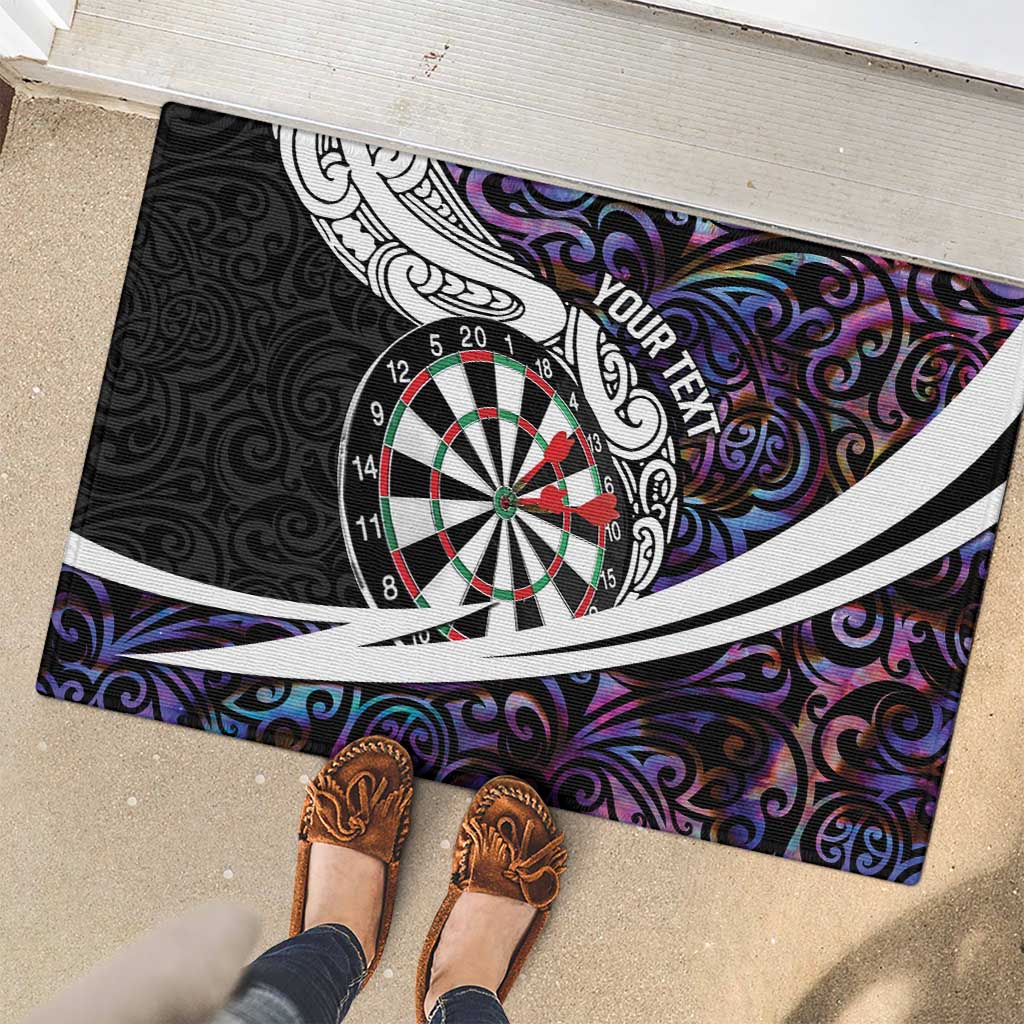 Personalized NZ Darts Rubber Doormat Paua Shell Maori Koru Whakairo - Purple - Aussie Hoodie