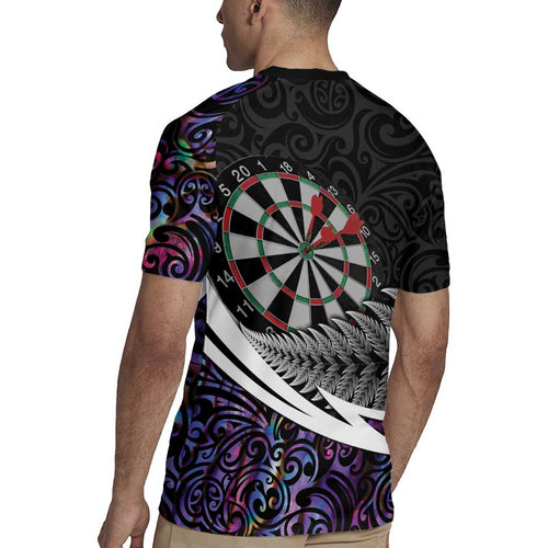Personalized NZ Darts Rugby Jersey Paua Shell Maori Koru Whakairo - Purple - Aussie Hoodie