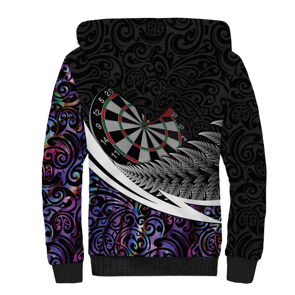 Personalized NZ Darts Sherpa Hoodie Paua Shell Maori Koru Whakairo - Purple - Aussie Hoodie