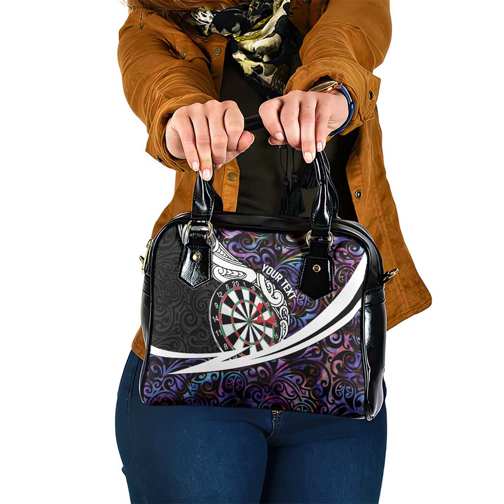 Personalized NZ Darts Shoulder Handbag Paua Shell Maori Koru Whakairo - Purple - Aussie Hoodie