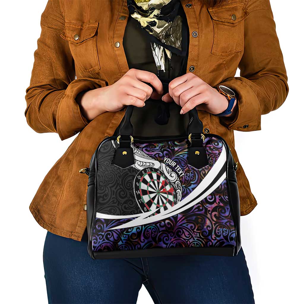 Personalized NZ Darts Shoulder Handbag Paua Shell Maori Koru Whakairo - Purple - Aussie Hoodie