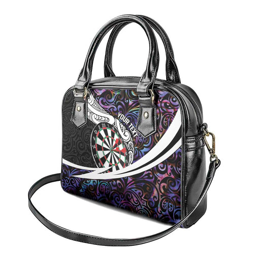 Personalized NZ Darts Shoulder Handbag Paua Shell Maori Koru Whakairo - Purple - Aussie Hoodie
