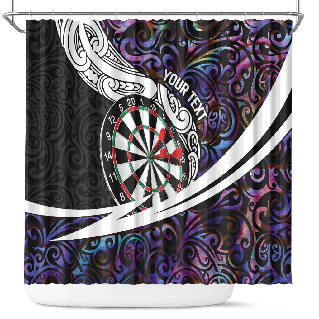 Personalized NZ Darts Shower Curtain Paua Shell Maori Koru Whakairo - Purple - Aussie Hoodie