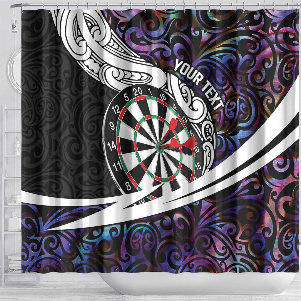 Personalized NZ Darts Shower Curtain Paua Shell Maori Koru Whakairo - Purple - Aussie Hoodie