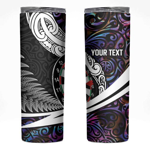 Personalized NZ Darts Skinny Tumbler Paua Shell Maori Koru Whakairo - Purple - Aussie Hoodie