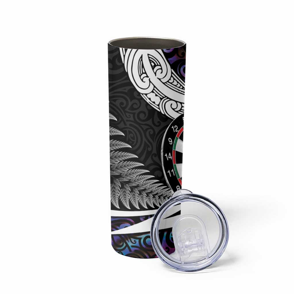 Personalized NZ Darts Skinny Tumbler Paua Shell Maori Koru Whakairo - Purple - Aussie Hoodie